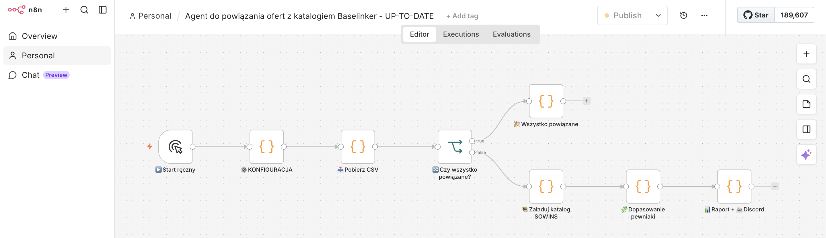 n8n workflow Agent powiązań ofert z Baselinker